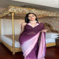PURPLE DESIGNER GEORGETTE DIGITAL PRINTED READY TO WEAR SAREE WITH UNSTICTHED BLOUSE