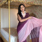 PURPLE DESIGNER GEORGETTE DIGITAL PRINTED READY TO WEAR SAREE WITH UNSTICTHED BLOUSE