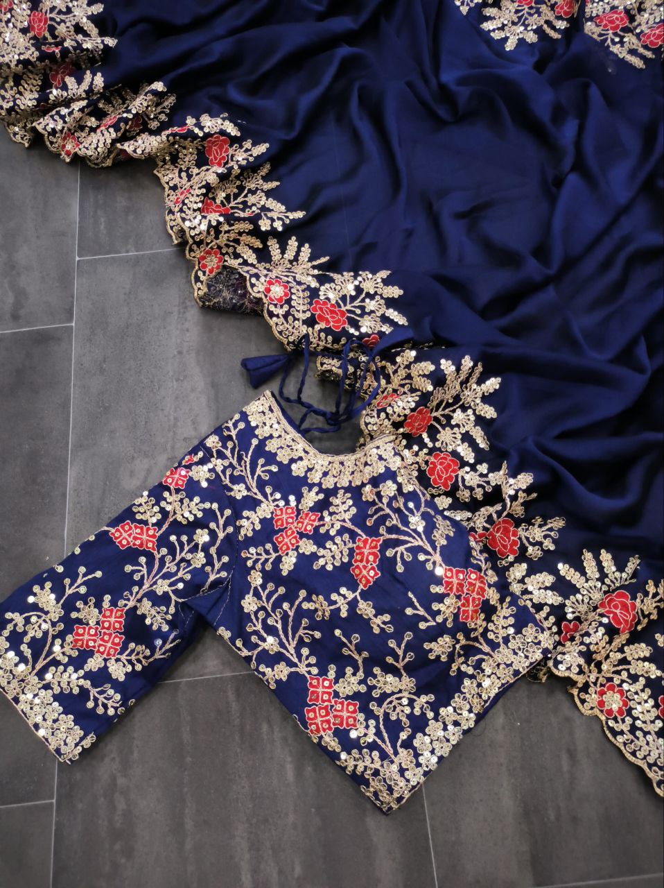 Royal Blue Color Rangoli SIlk With Embroidery Work Saree Collection At Best Rate