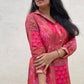 Pink Faux Georgette Embroidery worked Afghani KurtI, Bottom For Girls And Womens