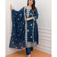 Women's Blue & Wine Rayon Embroidered Suits with Pant and Dupatta for Girls & Women