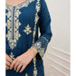 Women's Blue & Wine Rayon Embroidered Suits with Pant and Dupatta for Girls & Women