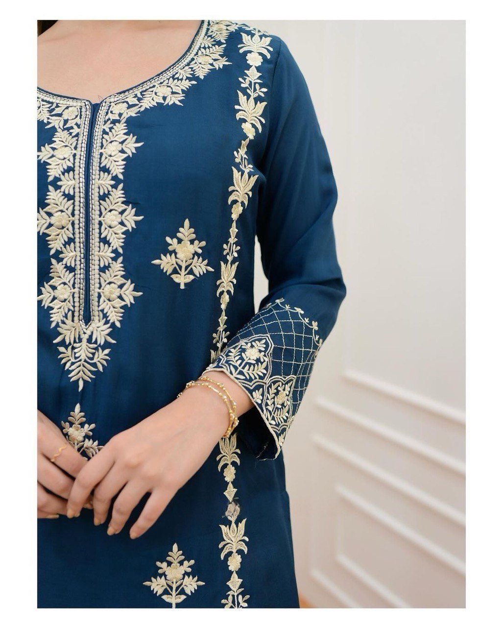 Women's Blue & Wine Rayon Embroidered Suits with Pant and Dupatta for Girls & Women