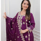 Women's Blue & Wine Rayon Embroidered Suits with Pant and Dupatta for Girls & Women