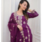 Women's Blue & Wine Rayon Embroidered Suits with Pant and Dupatta for Girls & Women