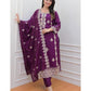 Women's Blue & Wine Rayon Embroidered Suits with Pant and Dupatta for Girls & Women