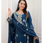 Women's Blue & Wine Rayon Embroidered Suits with Pant and Dupatta for Girls & Women