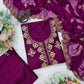 Women's Blue & Wine Rayon Embroidered Suits with Pant and Dupatta for Girls & Women