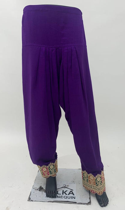 Stunning Purple Embroidered Chinon  fully stitched Salwar Suit Set with Dupatta