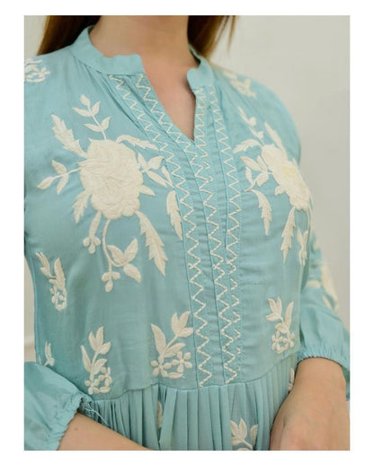 Beutiful 3 Colors  Embroidery Work Rayon Gown For Womens And Girls