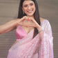 Baby Pink Sequence Embroidery Work Georgette Saree With Silk Blouse
