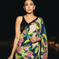 cocktail multicolored Digital Pedding sequence Embrodery work saree with contrast blouse