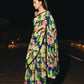 cocktail multicolored Digital Pedding sequence Embrodery work saree with contrast blouse