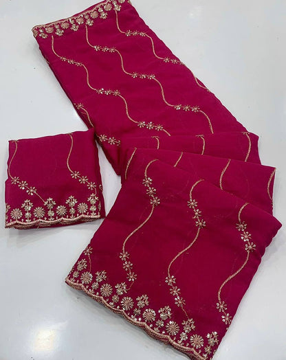 New Trending Saree Star Georgette Saree Multi Sequence Emroidary Work With Running Blouse Embroidery work