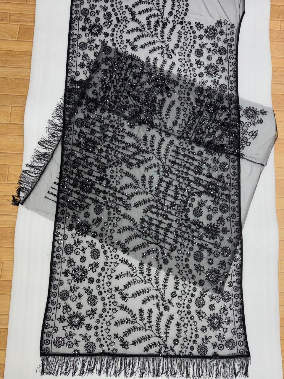 Heavy Quality Butterfly Net Heavy 5mm Sequins Embroidery work in Saree | 4.4 Mtr Work | Blouse of Net With Heavy Embroidery
