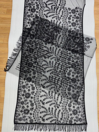 Heavy Quality Butterfly Net Heavy 5mm Sequins Embroidery work in Saree | 4.4 Mtr Work | Blouse of Net With Heavy Embroidery