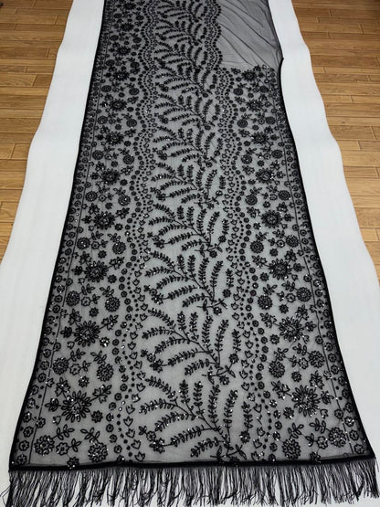 Heavy Quality Butterfly Net Heavy 5mm Sequins Embroidery work in Saree | 4.4 Mtr Work | Blouse of Net With Heavy Embroidery