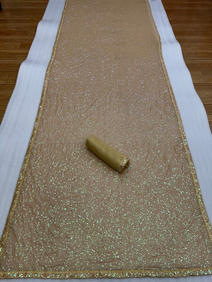 New Launching Bollywood Saree Of Faux Georgette With Heavy 5MM & 3MM Khichdi Rainbow Sequence Embrodery Work | Blouse Of Pain Silk