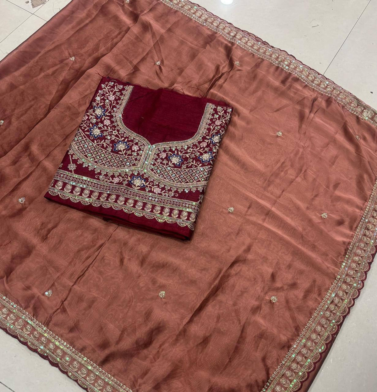 New Trending Saree Soft Rangoli Multi Sequence heavy Embroidary Work With Heavy Blouse Full Embroidary Work