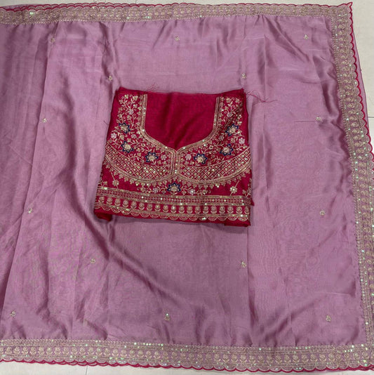 New Trending Saree Soft Rangoli Multi Sequence heavy Embroidary Work With Heavy Blouse Full Embroidary Work