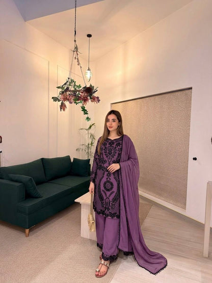 Presenting New Designer Party Wear Look Heavy Faux Georgette Embroidery Sequence Work With Full Sleeve Dress