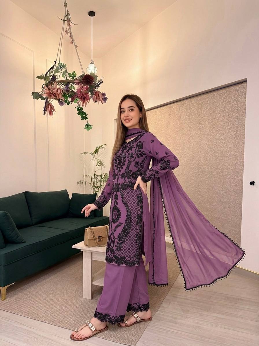 Presenting New Designer Party Wear Look Heavy Faux Georgette Embroidery Sequence Work With Full Sleeve Dress