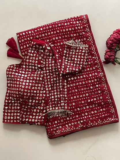 New Bollywood  Heavy quality Faux Georgette 5MM Sequins & Multy Embroidery Work Done On Saree | 4.4 Mtr Work | Blouse-Georgette With Heavy Embroidery Work