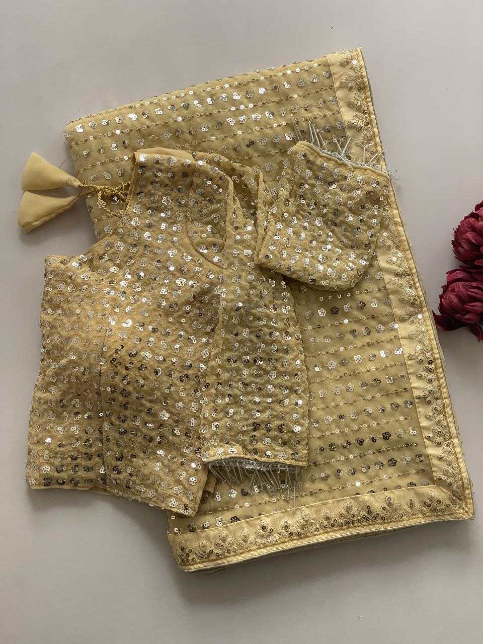 New Bollywood  Heavy quality Faux Georgette 5MM Sequins & Multy Embroidery Work Done On Saree | 4.4 Mtr Work | Blouse-Georgette With Heavy Embroidery Work