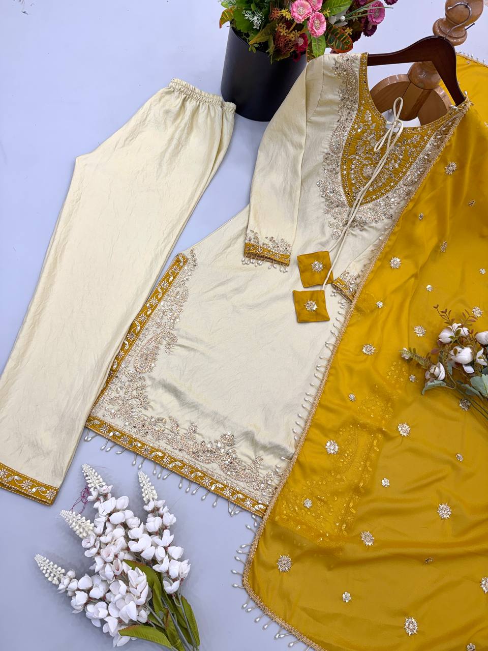 Women’s Ethnic Wear Embroidery Sequence work Fully Stitched Ready to Wear Dress