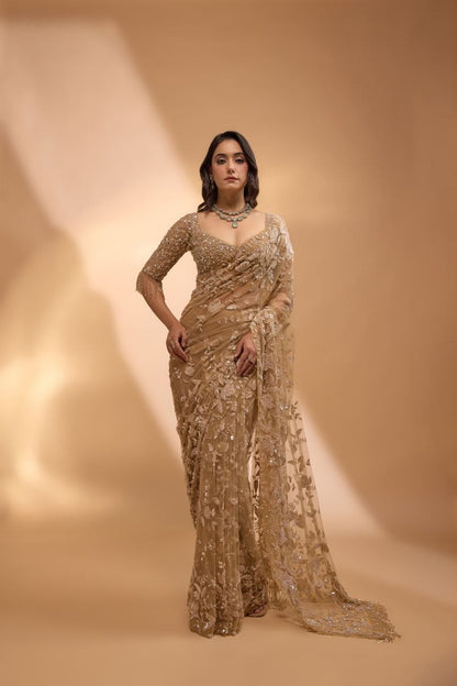 New Trending Bollywood BlockBuster Sequins Design Heavy Quality Butterfly Net Heavy 5mm Sequins & Multy Thread Embroidery work in Saree | 4.4 Mtr Work | Beautiful Zalar Attached in Pallu & blouse