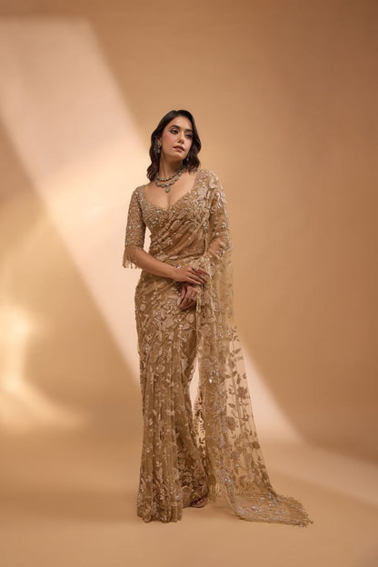 New Trending Bollywood BlockBuster Sequins Design Heavy Quality Butterfly Net Heavy 5mm Sequins & Multy Thread Embroidery work in Saree | 4.4 Mtr Work | Beautiful Zalar Attached in Pallu & blouse