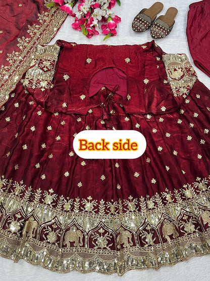 Designer Fendy Silk Anarkali Set for Women | Heavy Sequence & Embroidery Work | Fully Stitched with Pant & Dupatta | Wedding & Festive Outfit