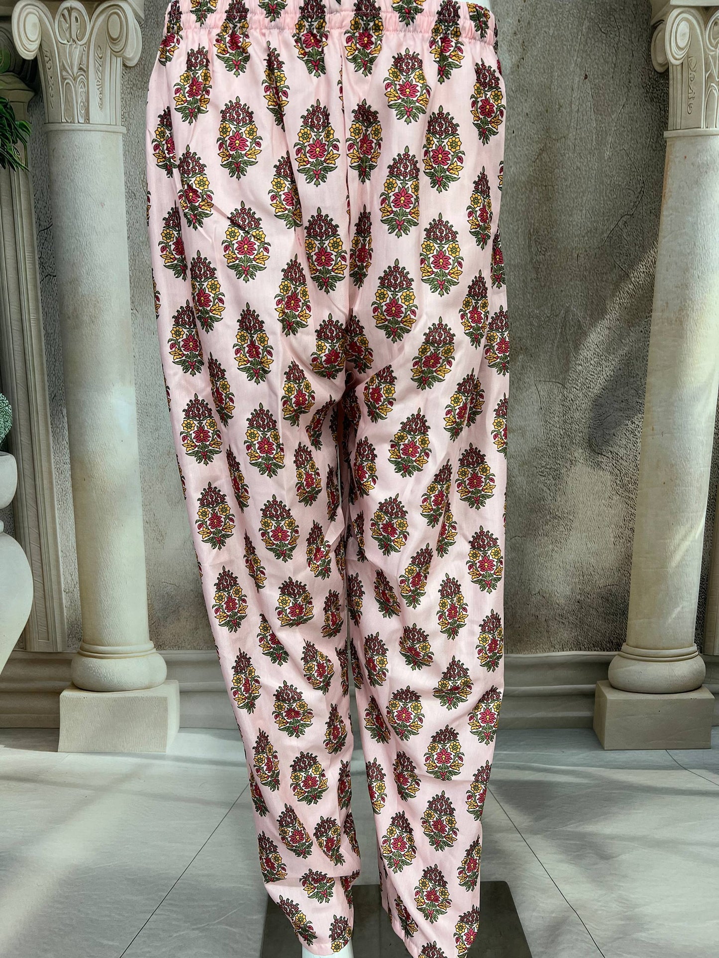 Elegant Heavy Pure Cambric Cotton Gown Set with Pant & Printed Dupatta – Digital Print & Embroidered Lace Work (Fully Stitched, 4 Mtr Flair)