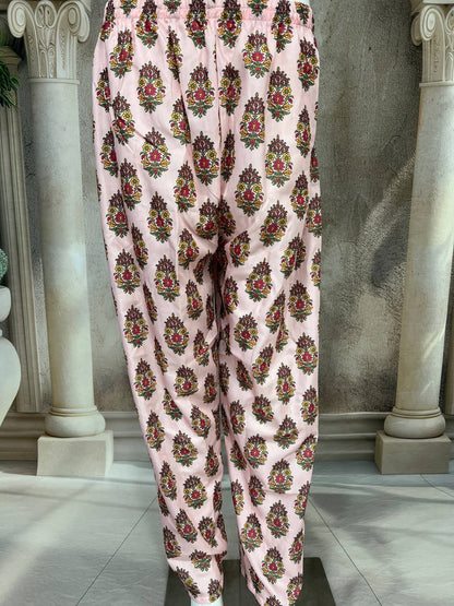 Elegant Heavy Pure Cambric Cotton Gown Set with Pant & Printed Dupatta – Digital Print & Embroidered Lace Work (Fully Stitched, 4 Mtr Flair)