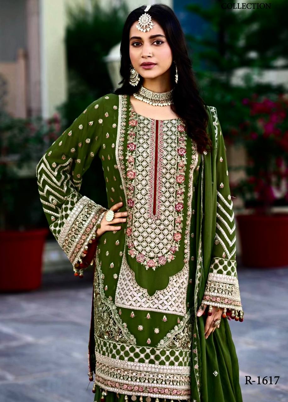 Kurta Sharara Set with Dupatta Party Wear Blooming Gorgette fabric Kurti pair has a Regular-fit