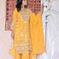 Elegant Faux Georgette Silk Sequin Embroidered Kurti Set with Sequin Embroidery & Lace Dupatta