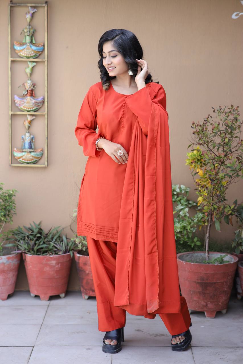 Elegant Natural Silk Plain Kurta Set with Micro Silk Lining & Matching Dupatta