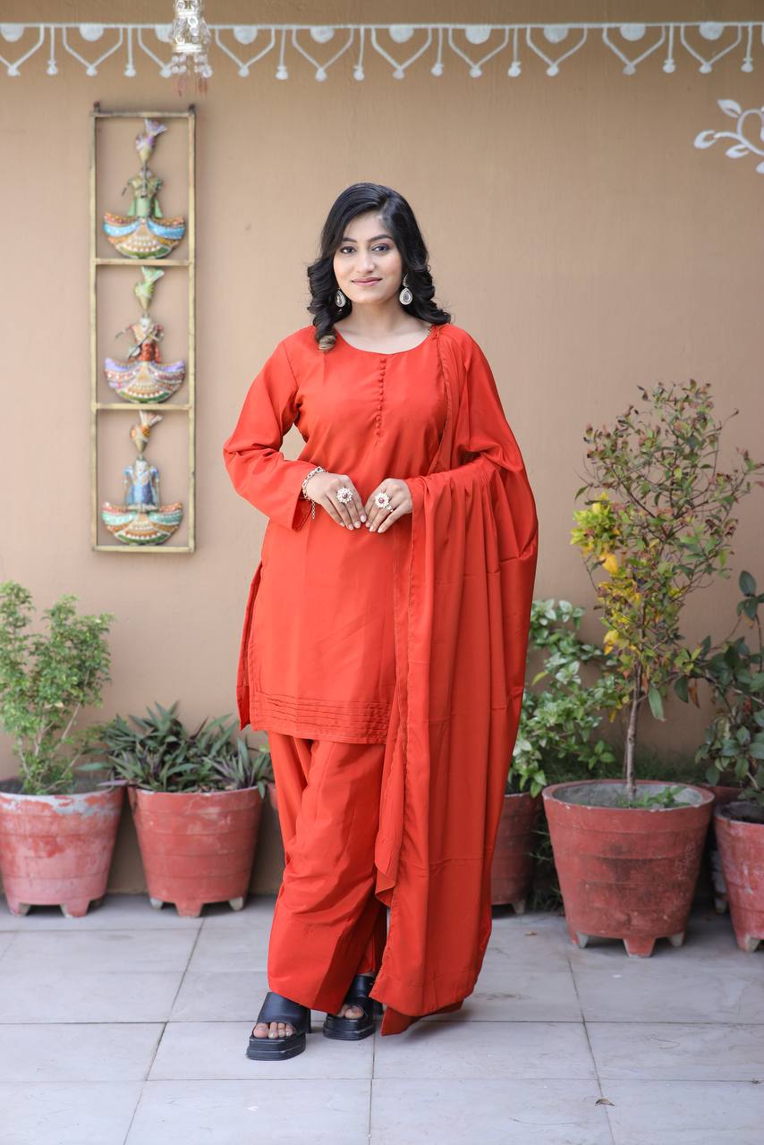 Elegant Natural Silk Plain Kurta Set with Micro Silk Lining & Matching Dupatta