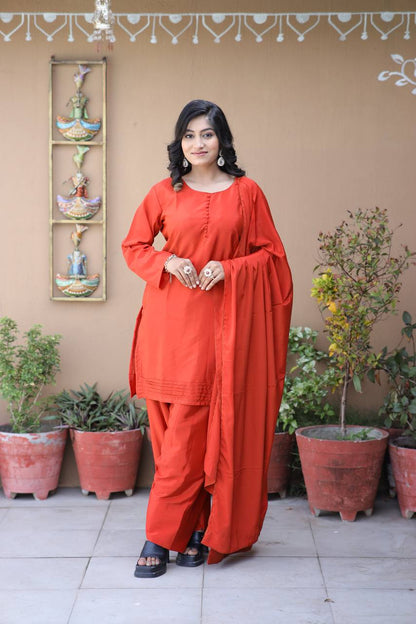 Elegant Natural Silk Plain Kurta Set with Micro Silk Lining & Matching Dupatta