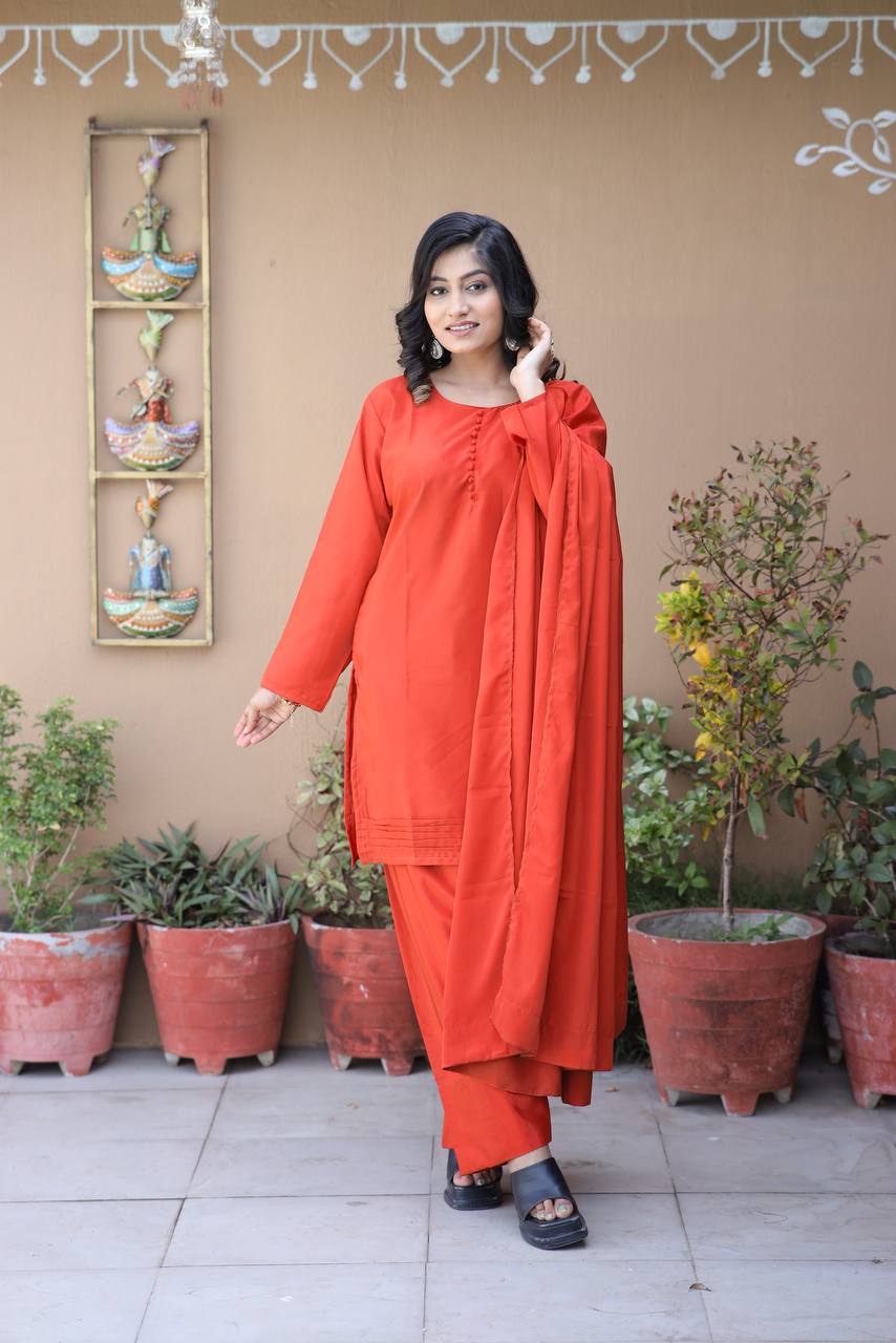 Elegant Natural Silk Plain Kurta Set with Micro Silk Lining & Matching Dupatta