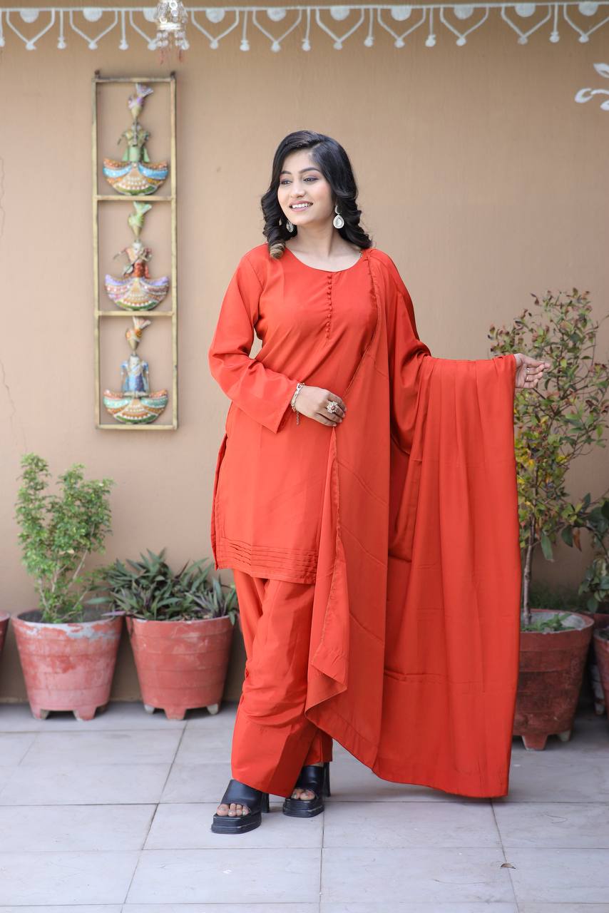 Elegant Natural Silk Plain Kurta Set with Micro Silk Lining & Matching Dupatta