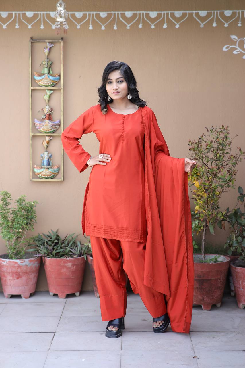 Elegant Natural Silk Plain Kurta Set with Micro Silk Lining & Matching Dupatta