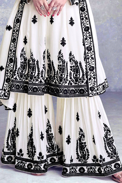 Designer Heavy Pure Faux Georgette Silk Sharara Set with Dupatta – Multi-Needle Sequins Embroidery