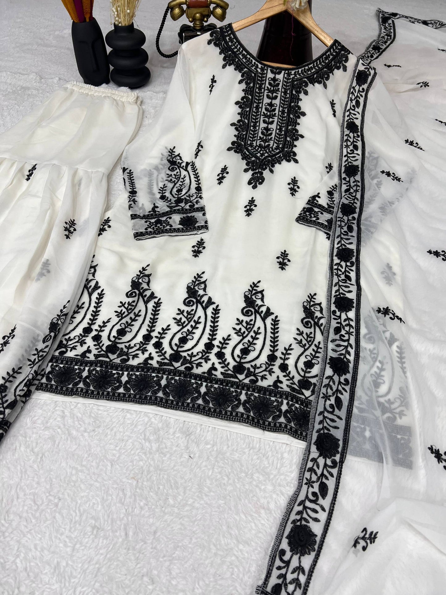 Designer Heavy Pure Faux Georgette Silk Sharara Set with Dupatta – Multi-Needle Sequins Embroidery