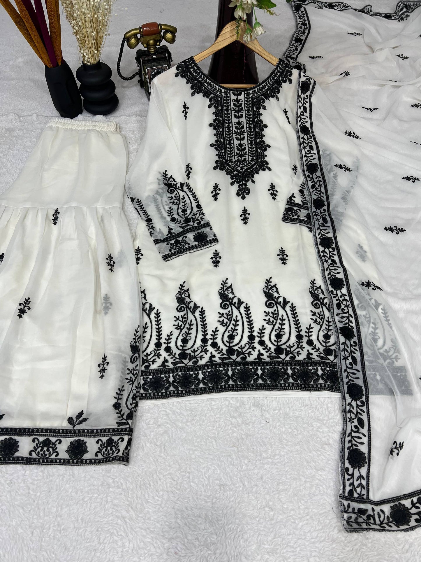 Designer Heavy Pure Faux Georgette Silk Sharara Set with Dupatta – Multi-Needle Sequins Embroidery