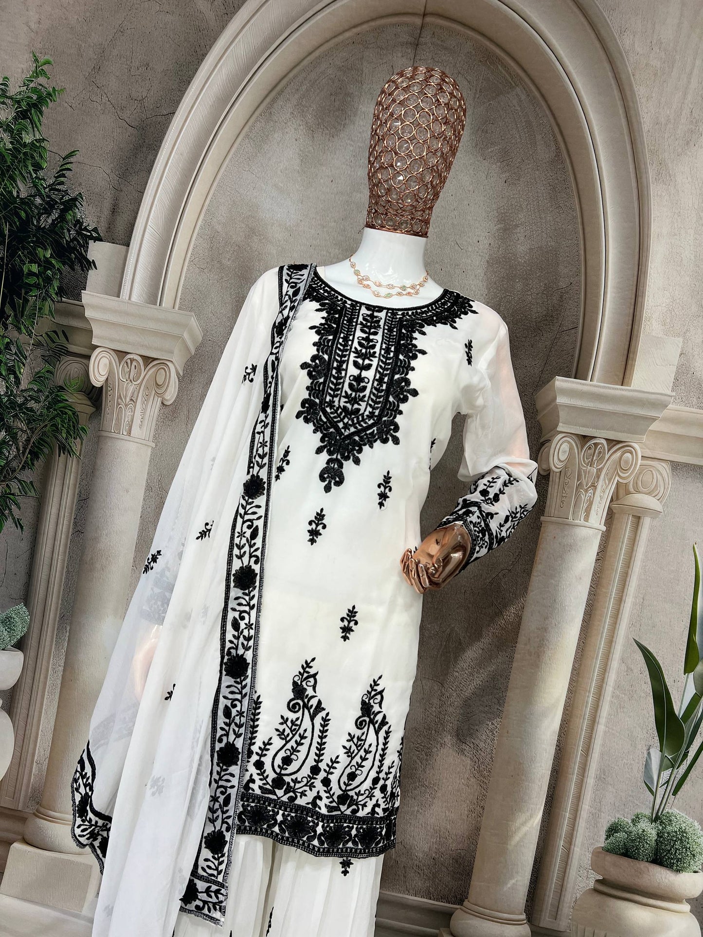 Designer Heavy Pure Faux Georgette Silk Sharara Set with Dupatta – Multi-Needle Sequins Embroidery