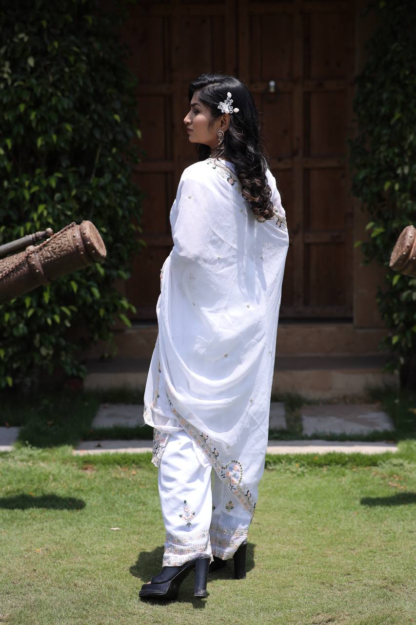 Elegant Faux Georgette Silk Sequin Embroidered Kurti Set with Sequin Embroidery & Lace Dupatta