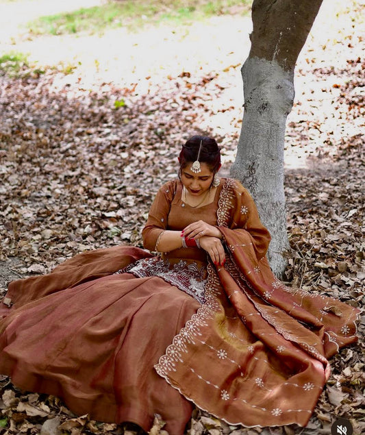 Women's Simmer Silk Embroidered Lehenga Choli Set with Dupatta | Beads & Sequence Zari Work | Fully Stitched Top and Lehenga | Festive & Wedding Wear