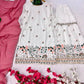 Faux Georgette Silk Kurti & Sarara Set with Multi-Sequin Embroidery & Lace Dupatta