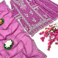 Heavy Faux Georgette Silk Kurti & Plazzo Set with Embroidered Lace Dupatta & Sequin Work